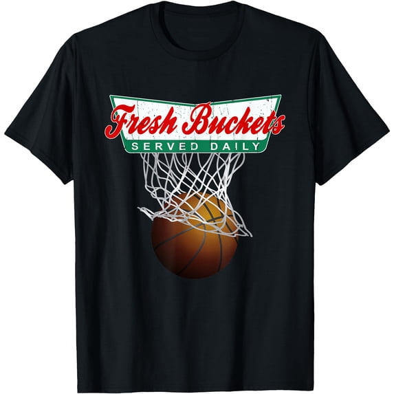 Basketball Player Fresh Buckets Served Daily Bball T-Shirt , Vintage T ...