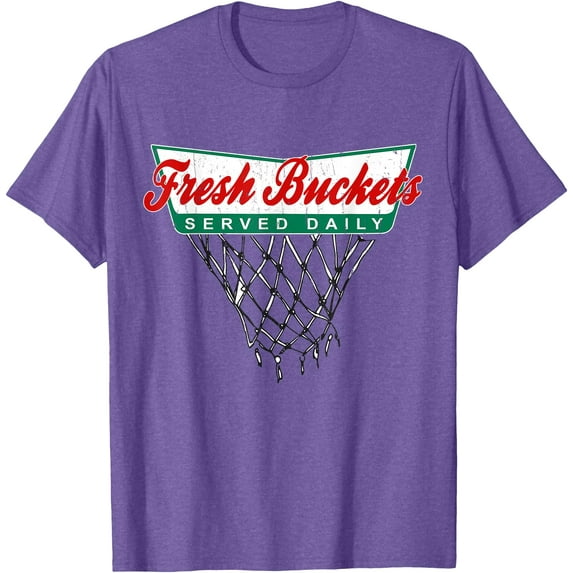 Basketball Player Fresh Buckets Served Daily bball Softstyle T-Shirt for Men Women Kids,Purple Heather Color,Size M