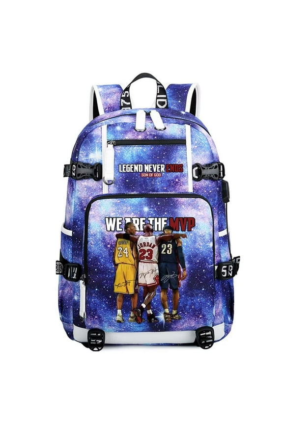 Basketball Player Legend Never Ends Multifunction Backpack Travel Taptop Daypack Fans Bag For Men Women (SS-1)