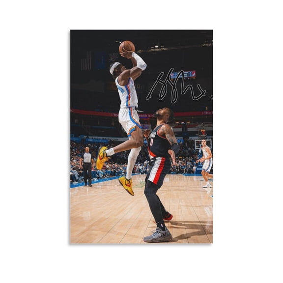 Basketball Player Shai Gilgeous-alexander Signed Poster Wall Art Picture Painting Poster Canvas Print Posters Artworks Bedroom Living Room Decor 08x12inch(20x30cm)