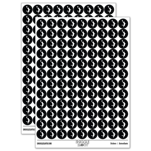 Basketball Player Slam Dunk Sports 200+ Round Stickers - Black - Matte Finish - 0.50" Size