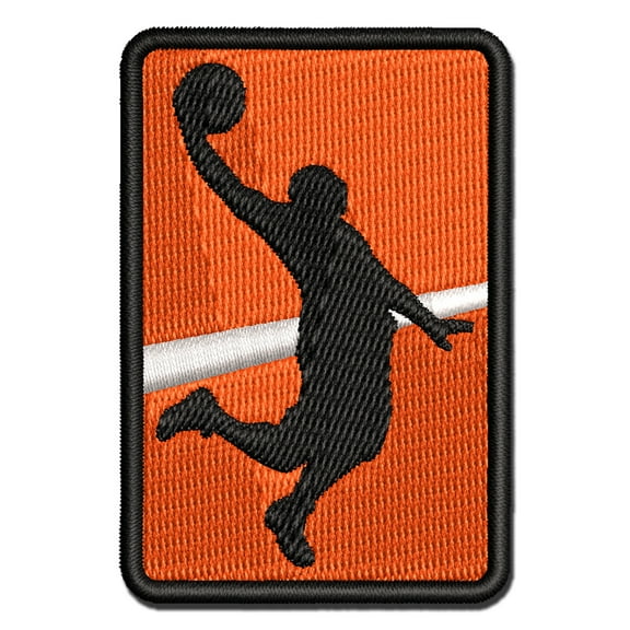 Basketball Player Slam Dunk Sports Applique Multi-Color Embroidered Iron-On Patch - 2.5 Inch Small
