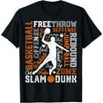 thumbnail image 1 of Basketball Player Slam Dunk Typography Word Art Vintage Men Softstyle T-Shirt for Men Women Kids, 1 of 5