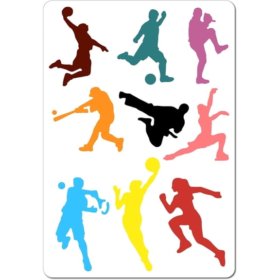 Basketball Player Stencil Plastic Sports Theme Football Tennis Running Ball Athlete Drawing Template Reusable PET Stencils for Painting on Wood Wall Scrapbooking Art DIY Crafts 11.7x8.3inch for DIY