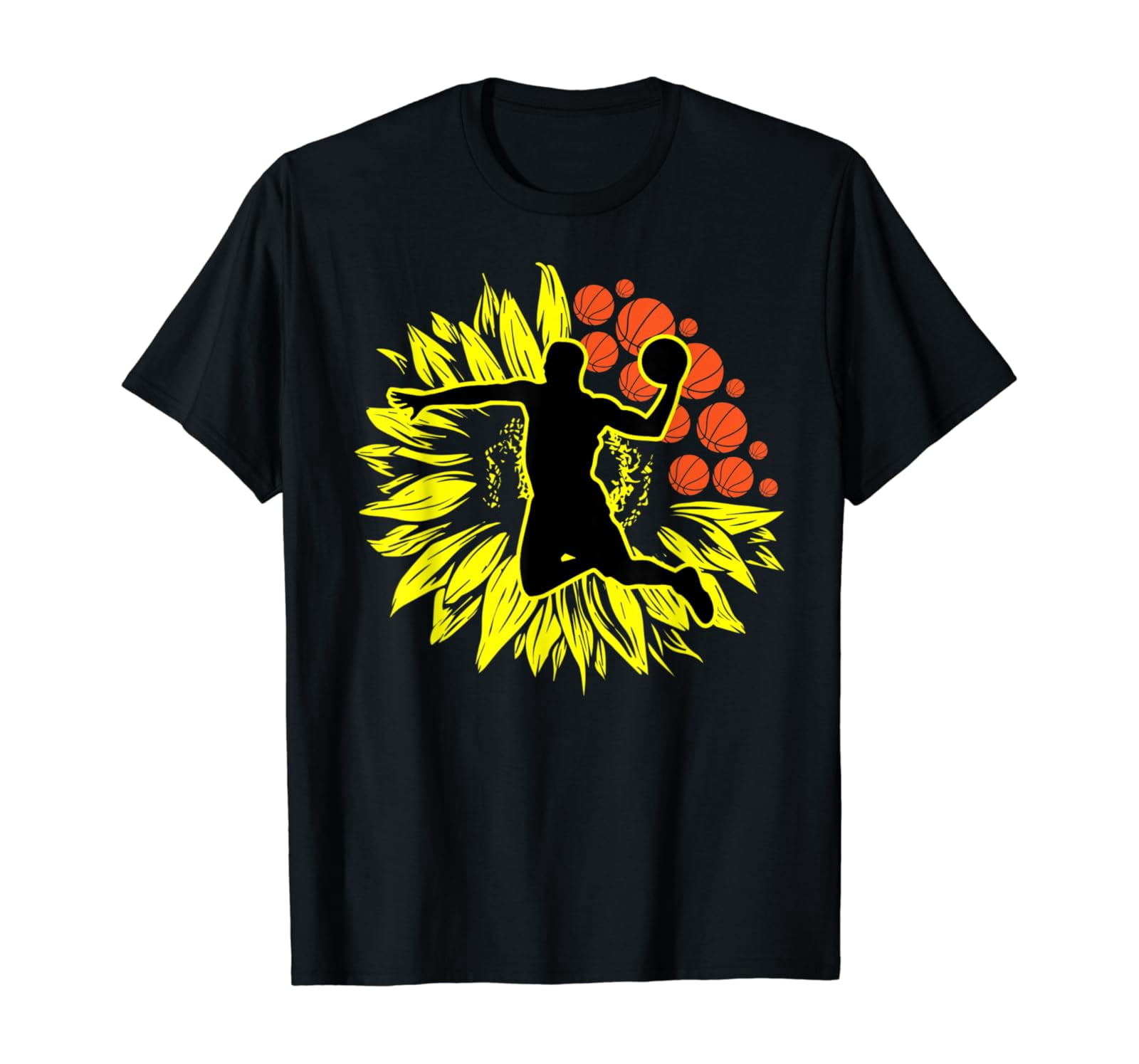 Basketball Player Sunflower Hoop Cool Sports Lovers T-Shirt Unisex Full ...