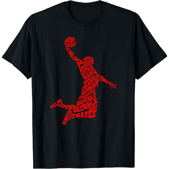 Basketball Player Typography Word Art Softstyle T-Shirt for Men Women Kids,Black Color,Size XL
