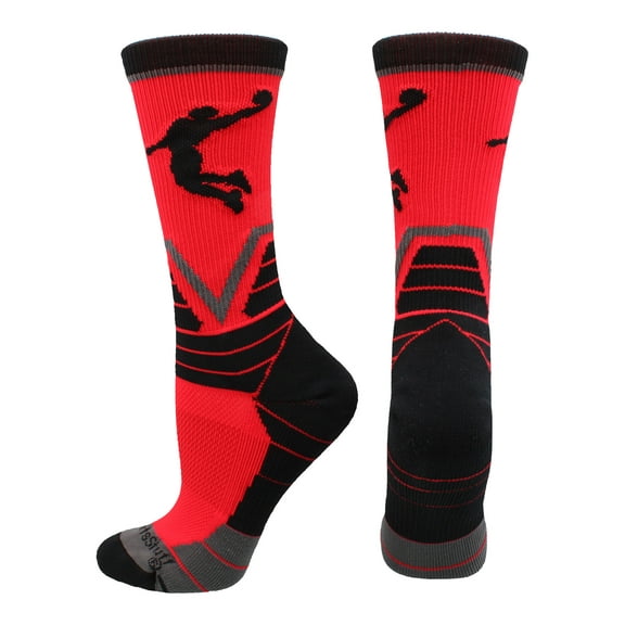 Basketball Player Victory Crew Socks (Red/Black/Graphite, Large)