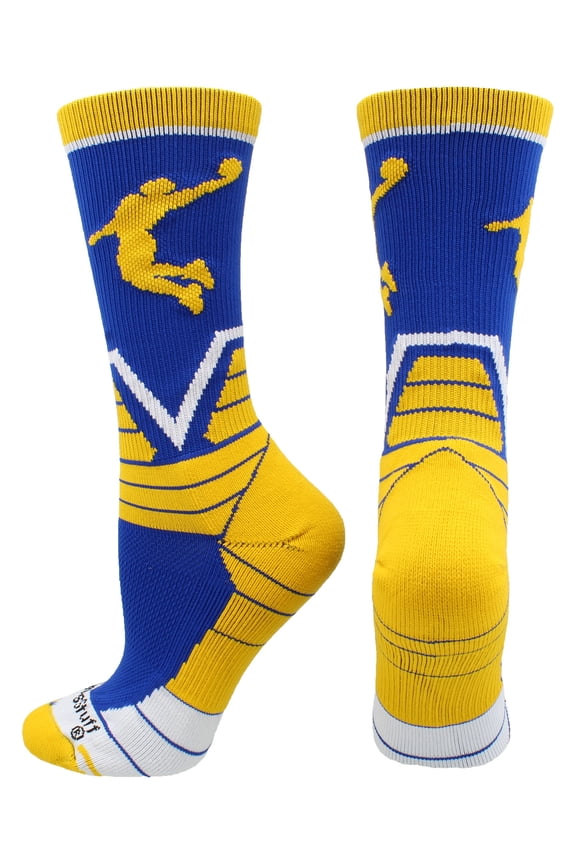 Basketball Player Victory Crew Socks (Royal/Gold/White, Small)