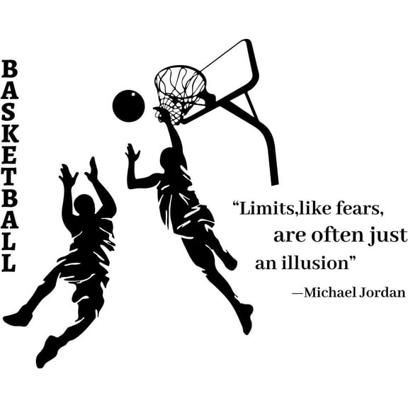 Basketball Player Wall Stickers Peel and Stick Wall Decals Removable Vinyl Wall Sticker for Basketbal Fans Bedroom Dorm Room Playroom Indoor Stadium Wall Decoration Room Wall Art Decor