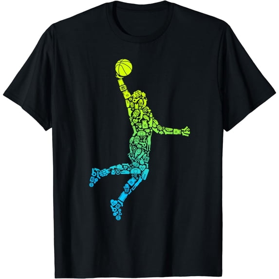 Basketball Players Dunking Men Boys Basketball Player T-Shirt