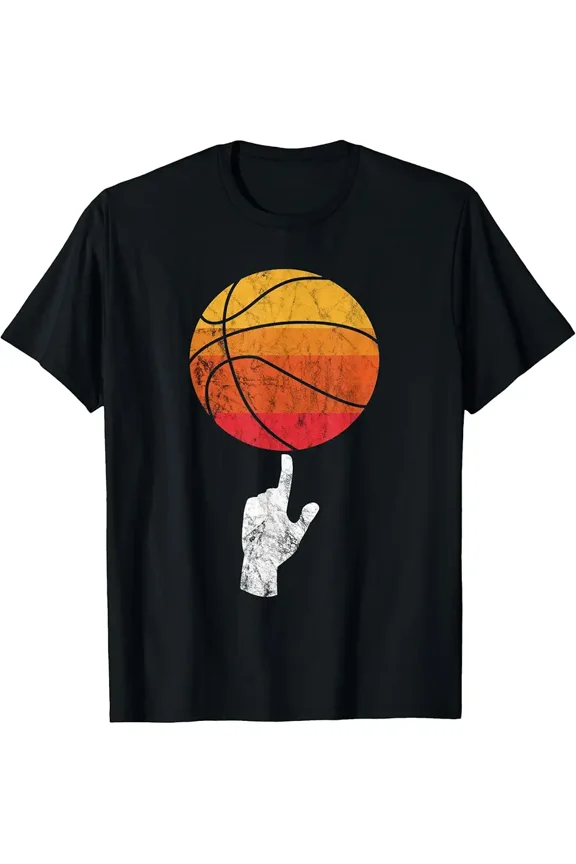 Basketball Playing Basketball Sports Vintage Retro Sunset T-Shirt