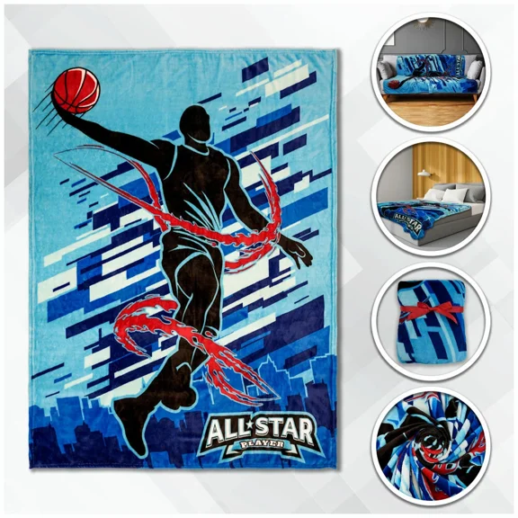 Basketball Plush Blanket 50X60 Basketball All Star Blanket Kid Throw Blanket