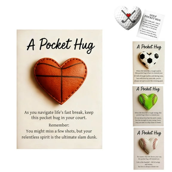 Basketball Pocket Hug with Gift Card, Charming Heart-Shaped Hug, Christmas Gift for Sports Enthusiasts Family, Sports Themed Encouragement Pocket Hugs for Holidays