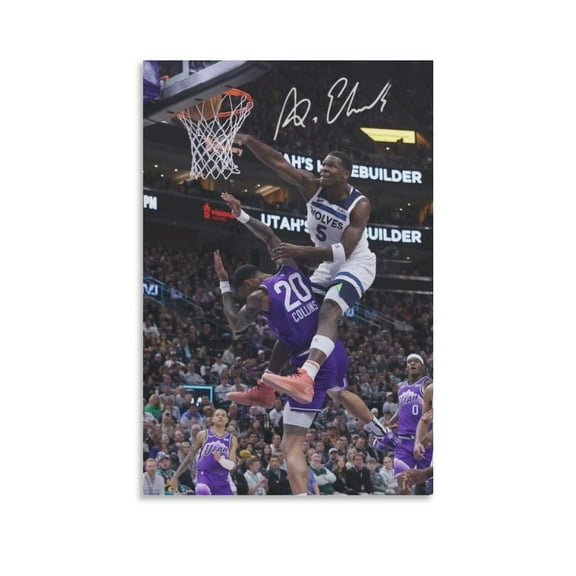 Basketball Poster Anthony Edwards Canvas Poster Canvas Poster Wall Art Picture Prints Hanging Photo Gift Decor Home Posters Artworks 12x18inch(30x45cm)