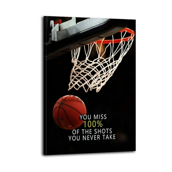 Basketball Poster Prints Framed Wall Art for Gym Inspiring Poster Wrapped Wooden Frame Wall Decor,Canvas Wall Art for Living Room,Bedroom,Office,Ready to Hang