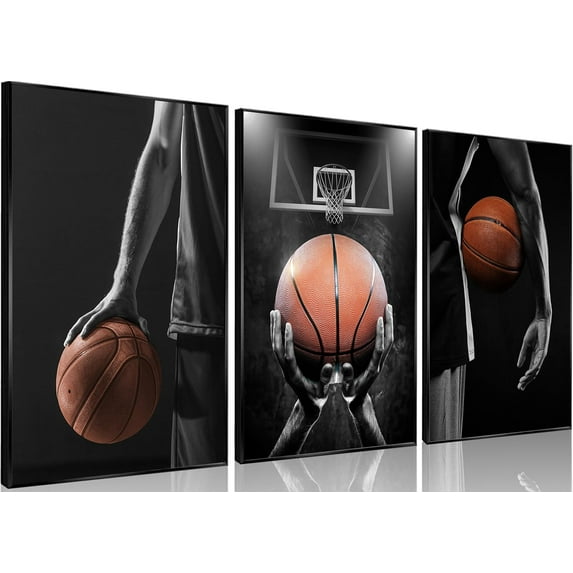 Basketball Posters Black White Canvas Wall Hieng Pictures Prints for Mens Teen Boys Room Bedroom Dormitory Office Wall Decor