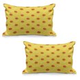 thumbnail image 1 of Basketball Quilted Pillowcover Set of 2, Athletics League Theme Balls on Yellow Backdrop Goal Fun Game Match, Standard Queen Size Pillow Cover for Bedroom, 30" x 20", Yellow Orange White, by Ambesonne, 1 of 1