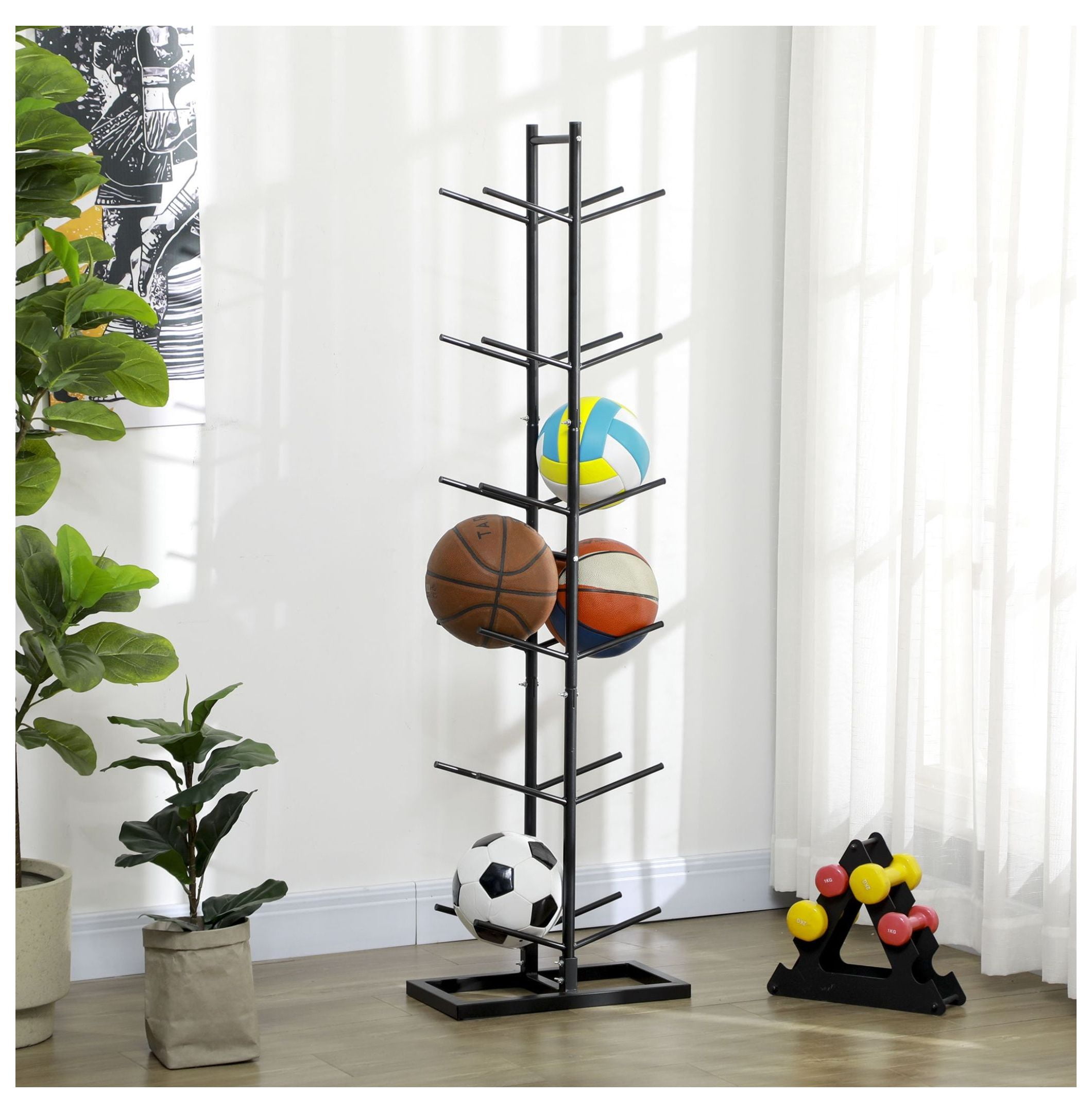 Volleyball Rack Basketball Rack 12 Ball Capacity - Vertical Sports Organizer for Gym ...