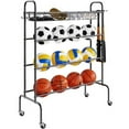 thumbnail image 1 of Basketball Rack, 4-Layers Rolling Basketball Shooting Training Stand, Sports Equipment Storage Organizer with Wheels, Hooks & Baskets, Garage Ball Storage Holder, 1 of 1