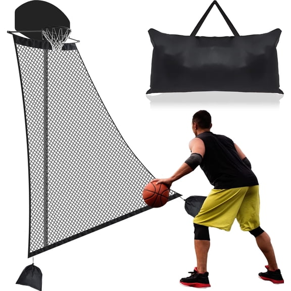 Basketball Rebounder 120 x 108 x 60 Inch Heavy Duty Basketball Return System Basketball Return Attachment for Hoops Black Training Basketball Rebounder Net for Shooting Practice Hoop Outdoor