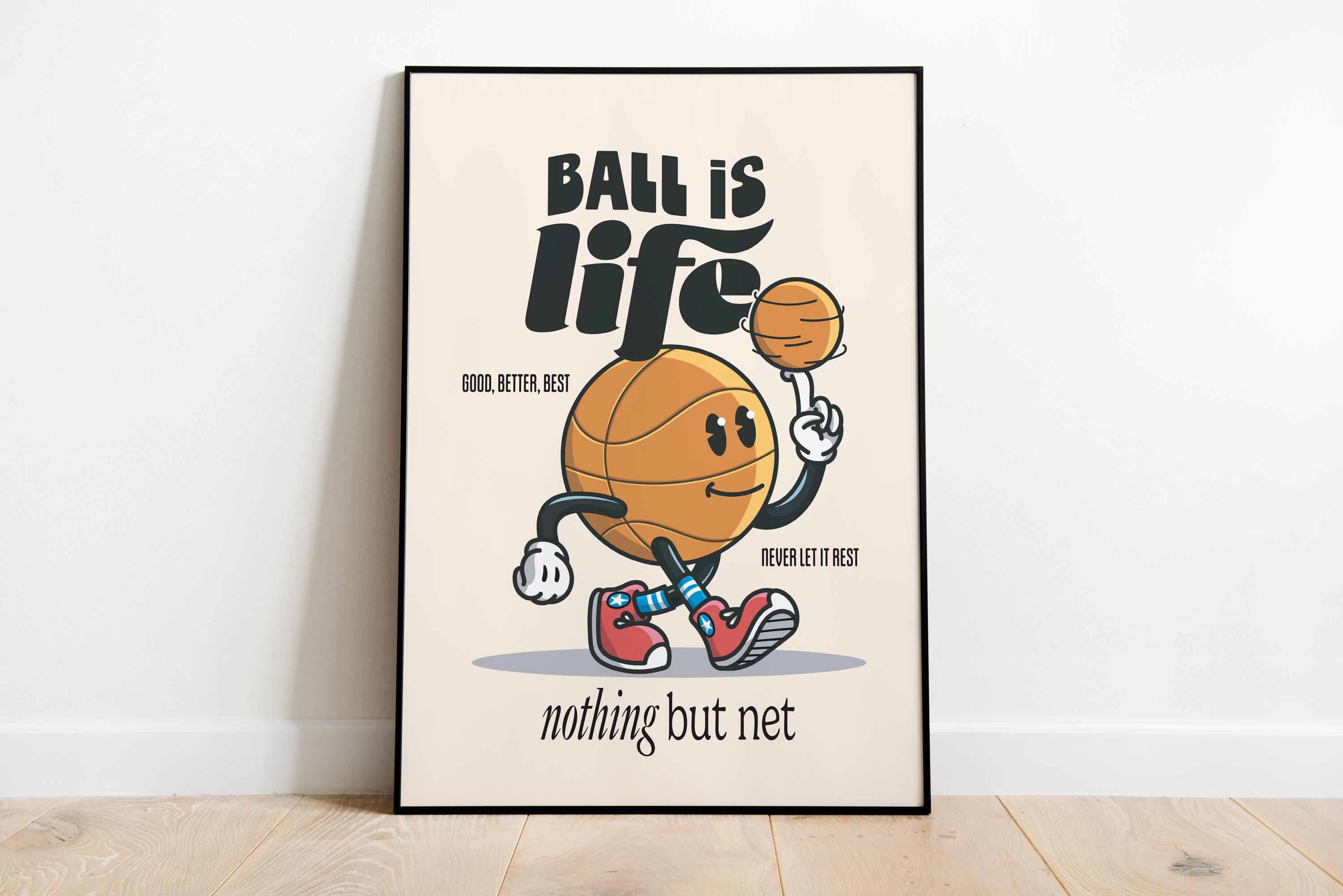 Basketball Retro Character Inspirational Quote Vintage Poster , Poster ...