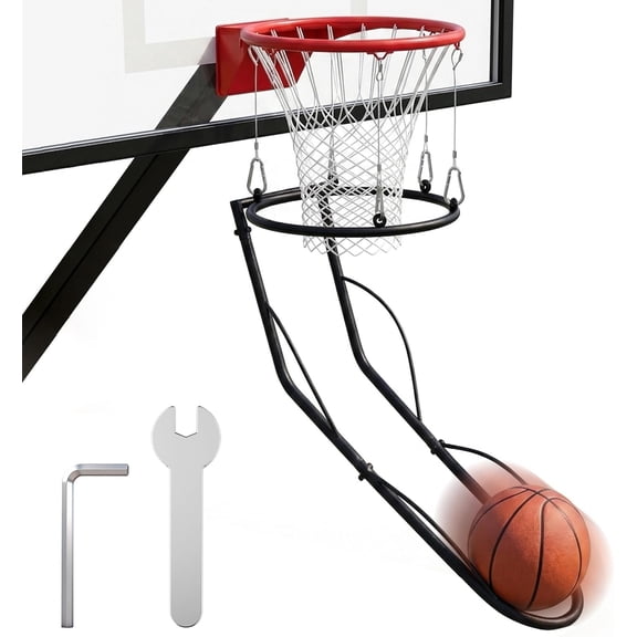 Basketball Return Attachment for Basketball Hoop, Automatic Ball Return System for Solo Shooting Practice, Heavy Duty Rebounder for Indoor Outdoor Training