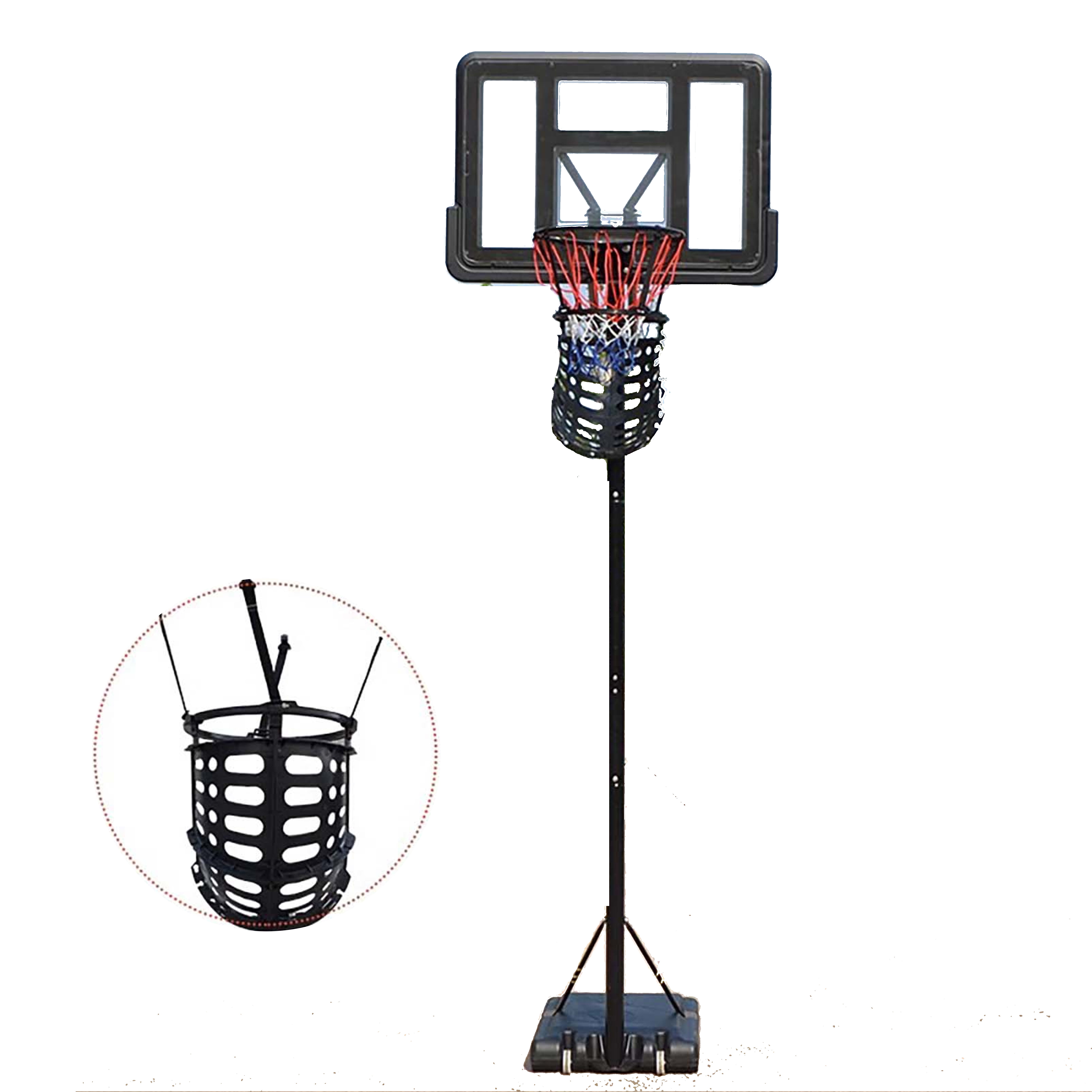 Basketball Return Attachment, Basketball Rebounder Return System