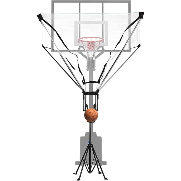 Basketball Return Attachment with 180 Rotating Track Adjustable Height Heavy Duty Trainer Net System for Continuous Solo Practice