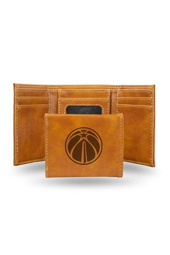 Basketball Rico Industries Washington Wizards Brown Laser Engraved Trifold Laser Engraved Tri-Fold Wallet - Men's Accessory