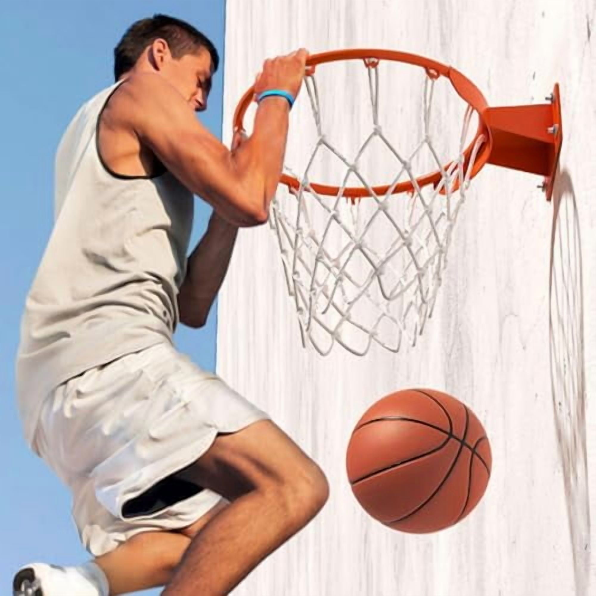 Basketball Rim, Basketball Rim Replacement, Wall Door Mounted Basketball Hoop, Breakaway Rim and Net for Ground & Wall-Mounted Basketball Hoops, Indoor/Outdoor