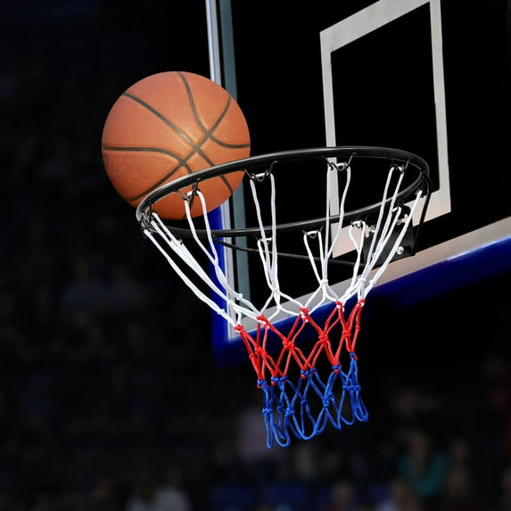 Basketball Rim Replacement 18" Standard Steel Rim, Wall Mounted All Weather Basketball Goal Hoop With Net For Indoor Outdoor Backboards Hanging