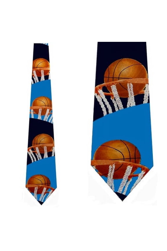 Basketball Rim Shot (Navy) Necktie Mens Tie
