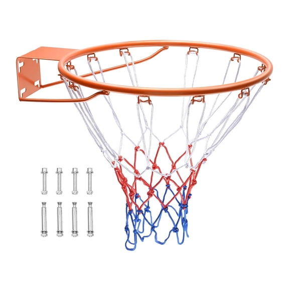 Basketball Rim, Wall Door Mounted Basketball Hoop, Heavy Duty Basketball Flex Rim Goal Replacement with Net, Standard 18" Indoor and Outdoor Hanging Basketball Hoop for Kids Adults