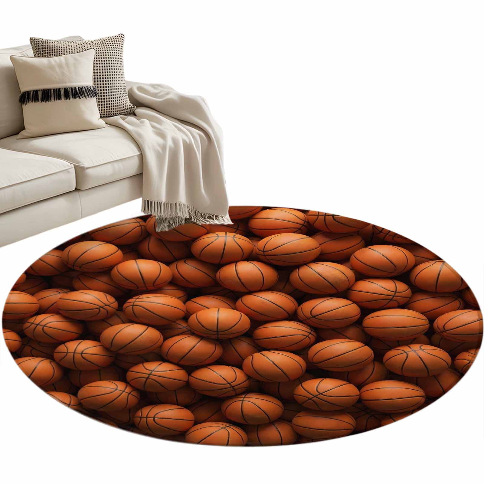 Basketball Round Rug 3.3ft Washable Circle Entryway Rugs Non Slip ...