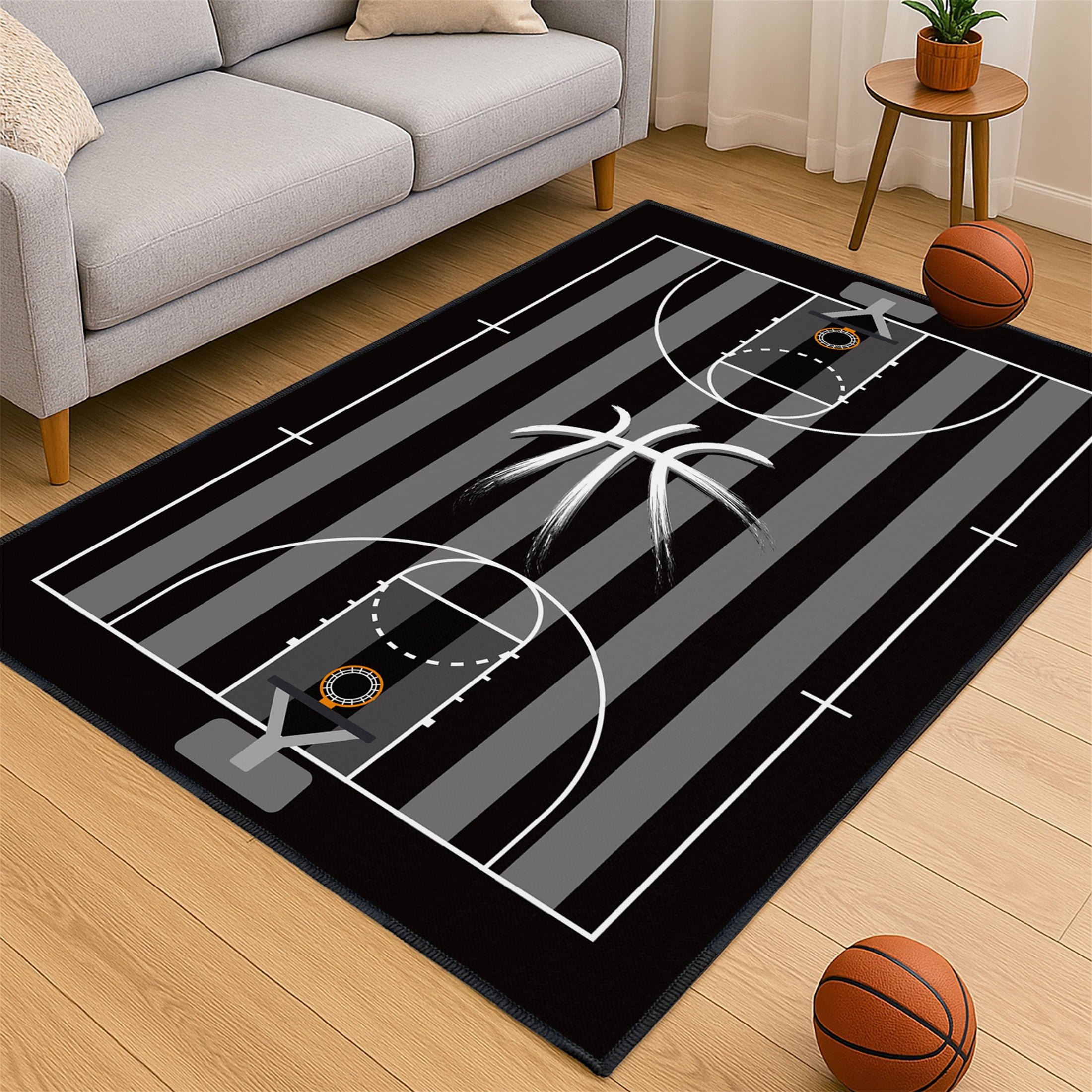 Basketball Rug Non-Slip 3x5 ft,Basketball Court Design for Bedroom Game ...