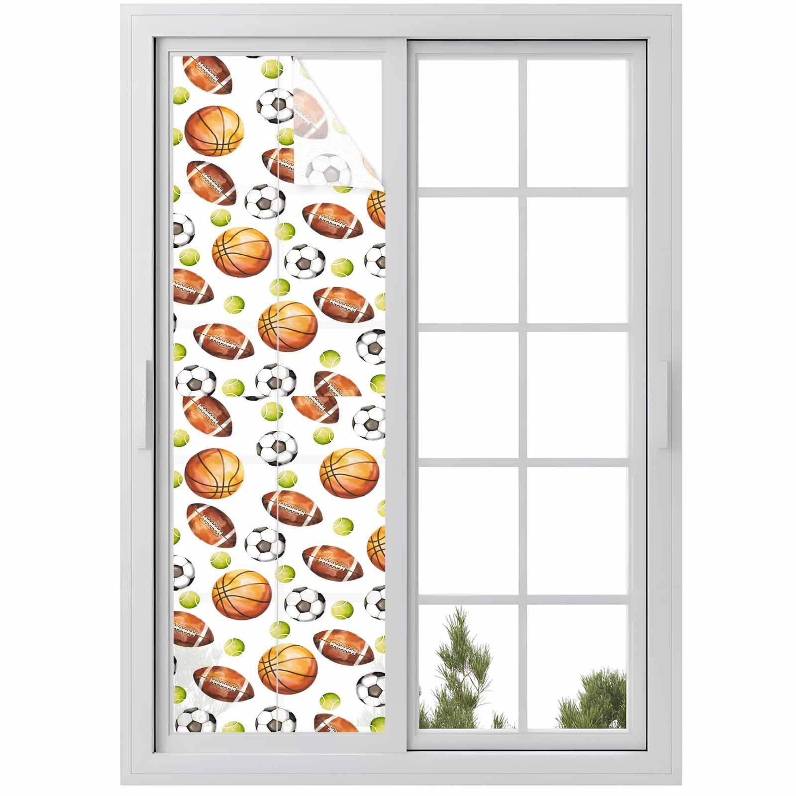 Basketball Rugby Window Privacy Film, Soccer Tennis Brown Ball Sport ...