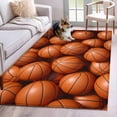 thumbnail image 1 of Basketball Runner Rug 2.7x5 FT, Non Slip Entryway Carpet, Sports Brown Basketball Washable Soft Floor Carpet Entrance Mat Non-Shedding Throw Rug for Hallway Laundry Room Bedside, 1 of 9