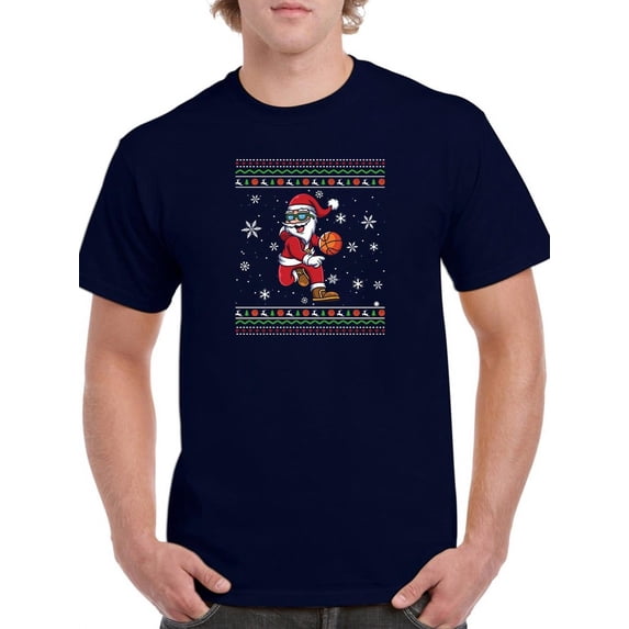 Basketball Santa T-Shirt Men -Smartprints Designs, Male Large