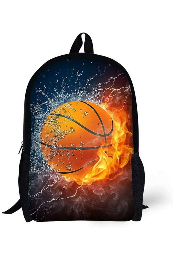 Basketball School Backpack 17 in Black Backpack,Cool Design Casual Daypack Sports Backpack for Man/Woman