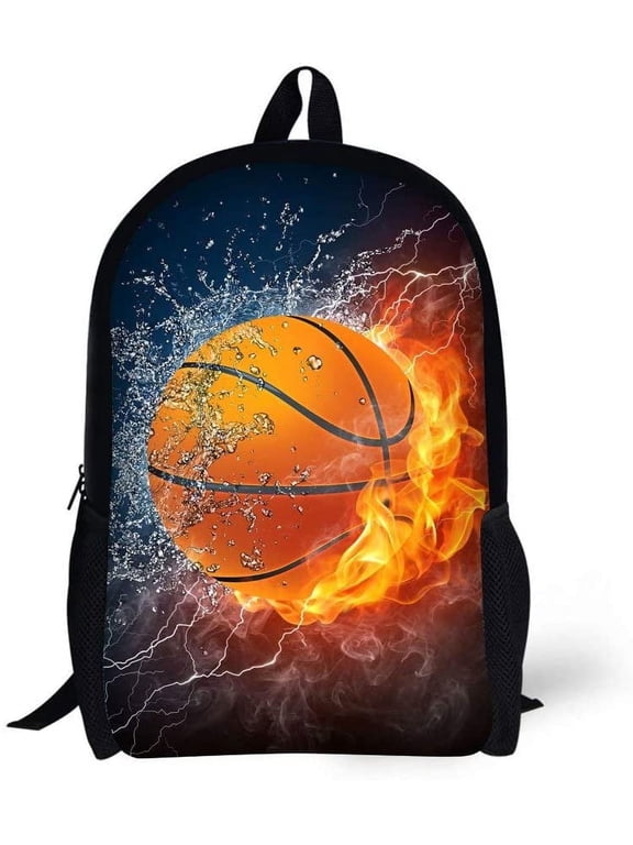 Basketball School Backpack 17 in Black Backpack,Cool Design Casual Daypack Sports Backpack for Man/Woman