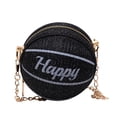 thumbnail image 1 of Basketball Shaped Bag with Removable Chain Novelty Satchel for Work Shopping Black, 1 of 9