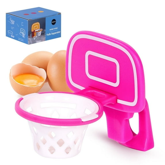 Basketball-Shaped Egg White Strainer Tool , Egg Yolk Separator for Mess-Free Baking and Cooking, Quick Clean & Dishwasher Safe Pink