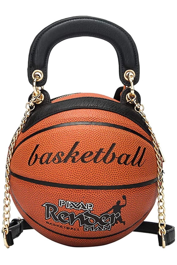 Basketball Shaped Handbags Purse Tote Round Shoulder Messenger Cross Body PU Bag Adjustable Strap for Women Girls