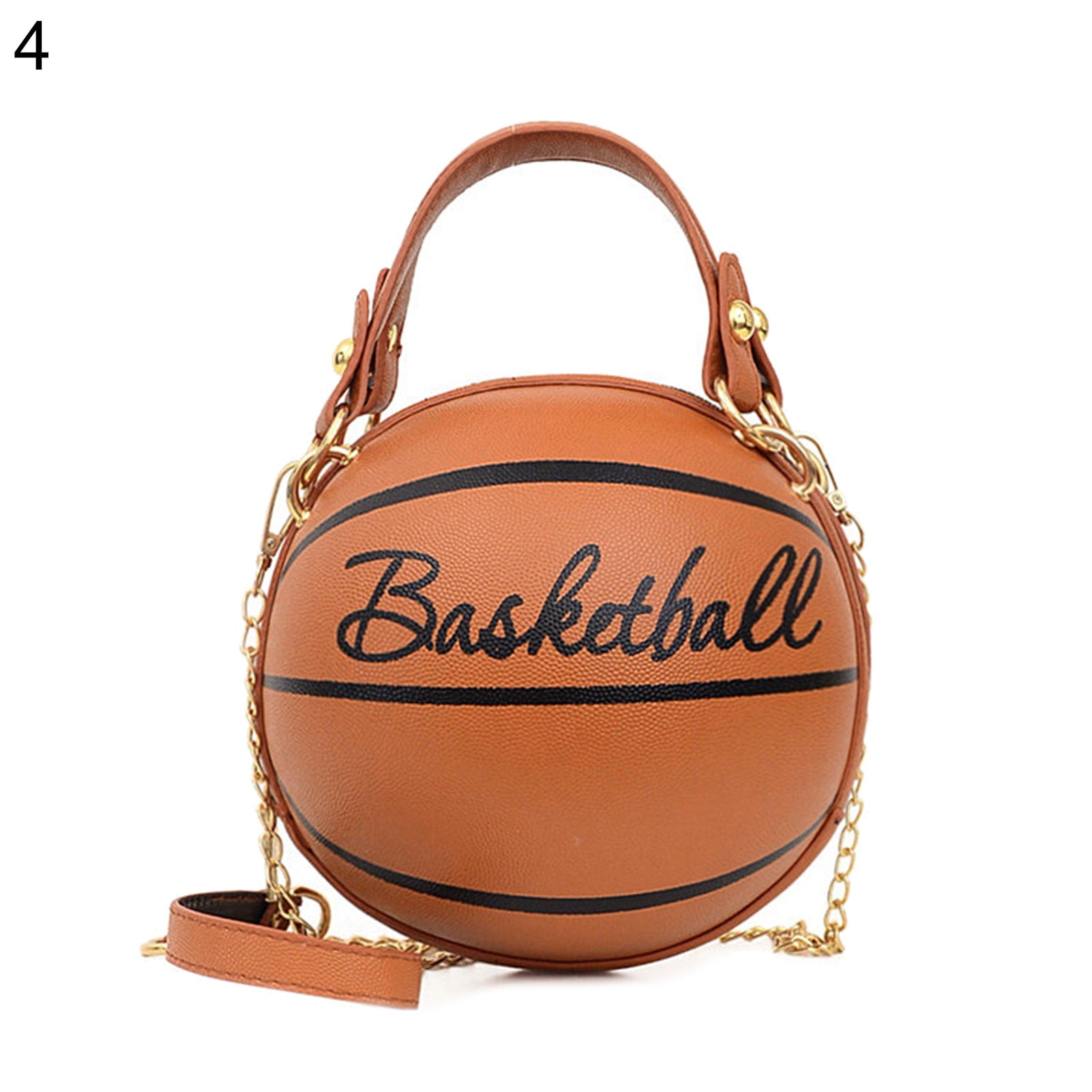 Basketball Shaped Purse For Women Cross Body Handbag Girls Messenger Bag  Tote Shoulder PU Leather Round Handbags 