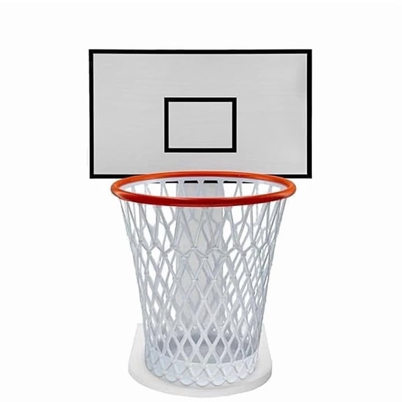 Basketball-Shaped Trash Can Stand, 19.6 X 8.4 Inches, White Wood. Mini Backboard, Fun Trash Can Basketball Hoop, For Kitchen, Living Room, Bedroom, Office, Cafe, Gym,Trash Can Not Included.