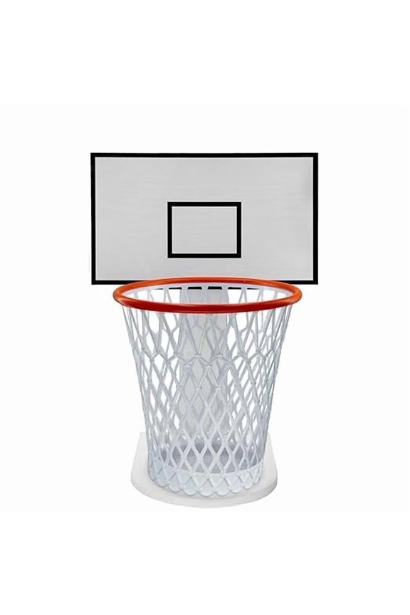 Basketball-Shaped Trash Can Stand, 19.6 X 8.4 Inches, White Wood. Mini Backboard, Fun Trash Can Basketball Hoop, For Kitchen, Living Room, Bedroom, Office, Cafe, Gym,Trash Can Not Included.