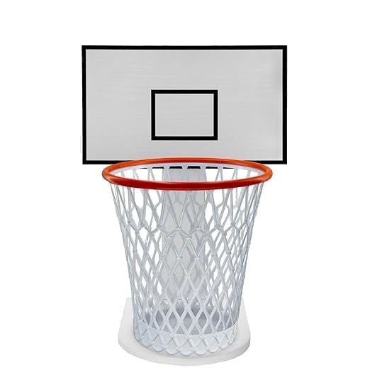 Basketball-Shaped Trash Can Stand, 19.6 X 8.4 Inches, White Wood. Mini Backboard, Fun Trash Can Basketball Hoop, For Kitchen, Living Room, Bedroom, Office, Cafe, Gym,Trash Can Not Included.