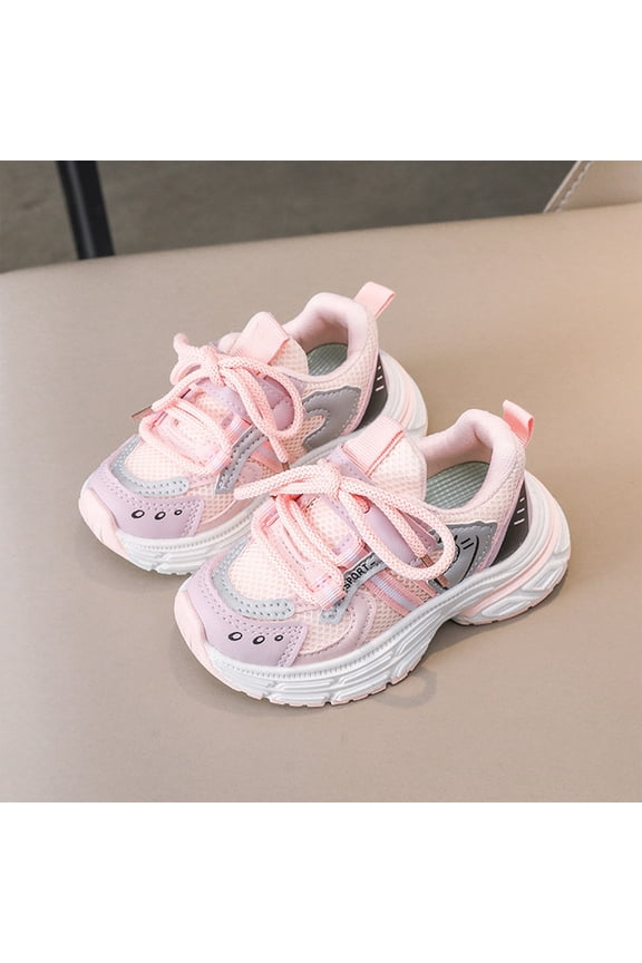Basketball Shoes, Kids Shoes, Kids Sneakers, Girls Running Shoes, Casual Sneakers for Girls Lace-Up Girls Breathable Athletic Running Shoes Boys Non Slip Casual Sports Shoes, Pink US-13C/EU-29