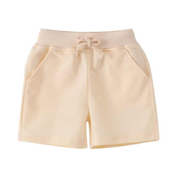 Basketball Shorts Boys Size 8 Elastic Waisted Solid Color Shorts Drawstring Pocket Shorts Soft and Breathable Cotton Shorts Boy Shorts Beige 2-3 Years