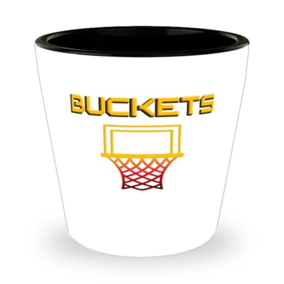 Basketball Shot Glass, Buckets, Sports Gift, Mini Glassware, 1.5oz Cup